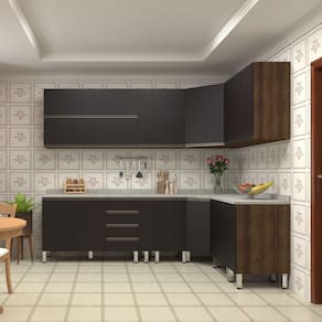 Armário de Cozinha Completa de Canto com 12 Peças e Tampo Jade Luciane Móveis