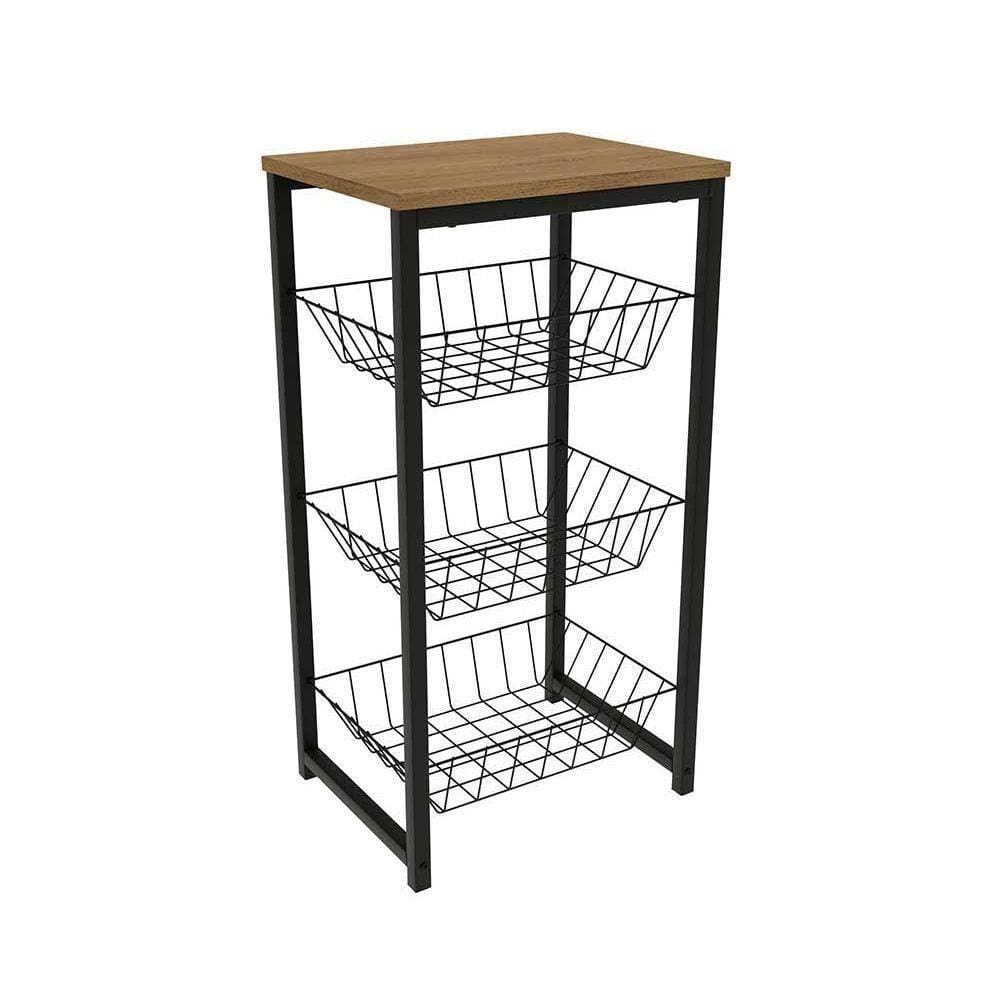 Balcão Multiuso Cozinha Fruteira Crome Indrustrial Li035 Freijo-preto - Kappesberg