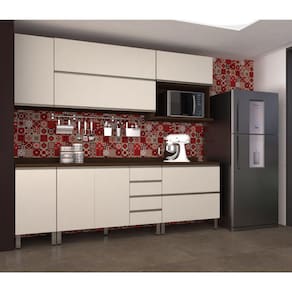 Armário de Cozinha Completa com 7 Peças e Tampo Jade Luciane Móveis