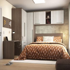 Guarda Roupa Canto Queen 5 Portas 4 Gavetas Vanilla com Legno Crema Connect Luciane Móveis