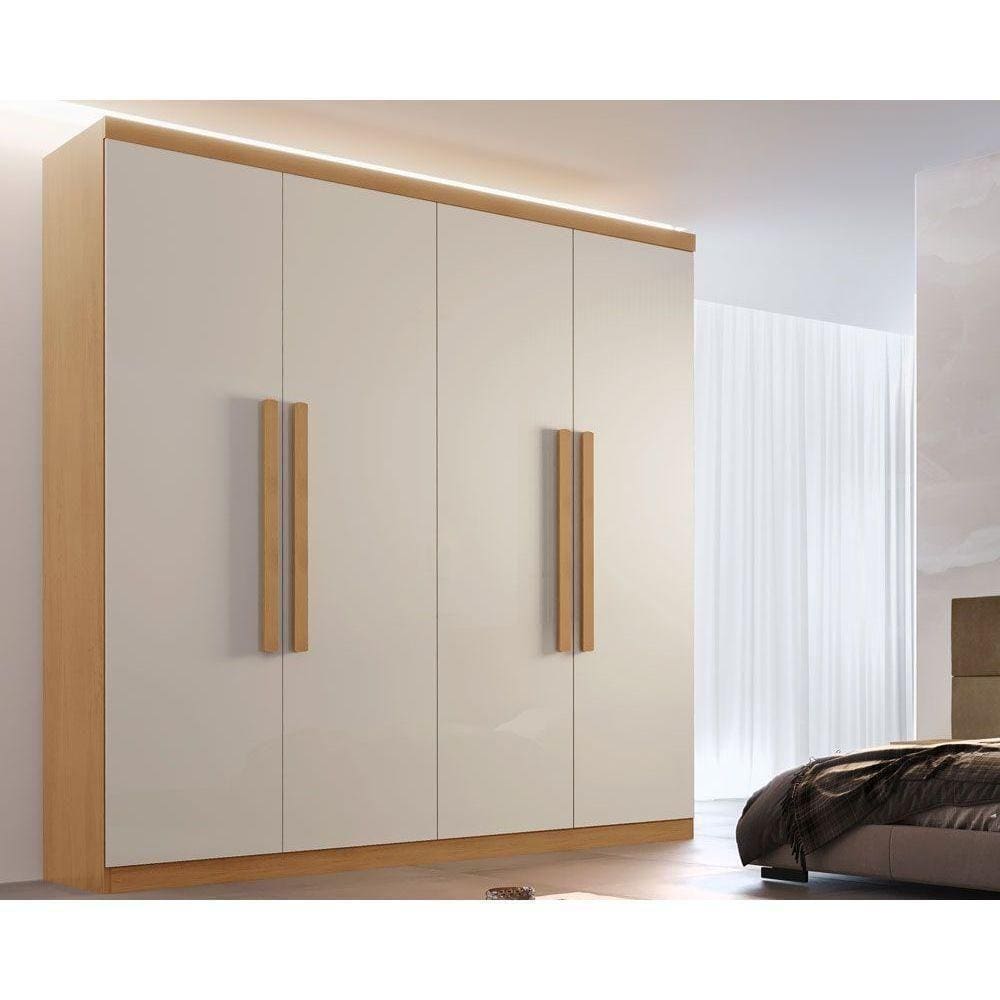Guarda Roupa 4 Portas E 3 Gavetas Império Naturale-off White - Rufato