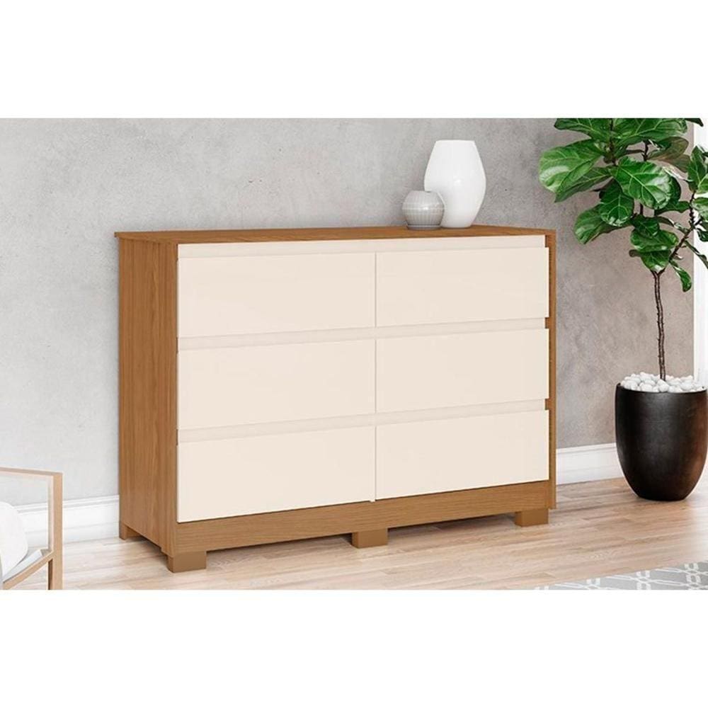 Cômoda De Quarto Ravenna C- 6 Gavetas Nature-off White - Henn