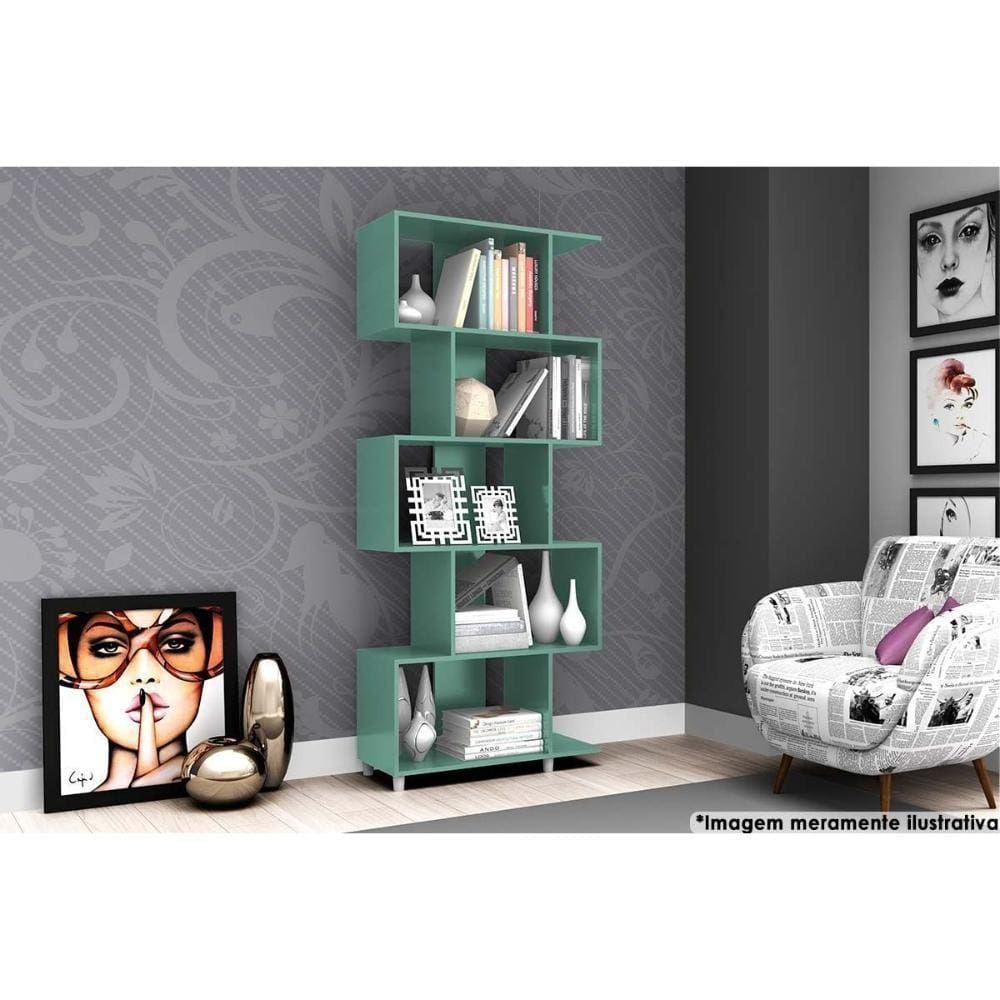 Estante Livreiro Casal Esm209 C- 5 Nichos Oliva - Movelbento