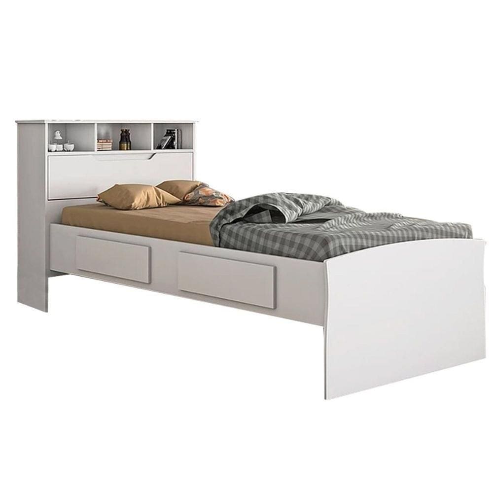 Cama Solteiro Ravena C/ 2 Gavetas Branco - Conquista