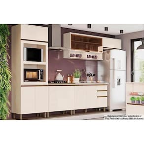 Cozinha Completa Connect (2 Aéreos, 2 Balcões, 1 Paneleiro, 1 Complemento) 6 Peças Off White - Henn