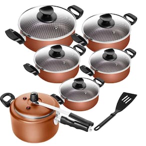 Conjunto Antiaderente Spesso Caçarola Com Panela de Pressão 5 Litros 6 Peças Patolux