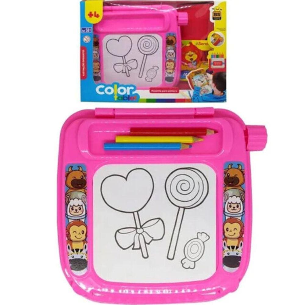 Color Tablet Rosa Mesinha Pintura Lápis de Cor - BS Toys