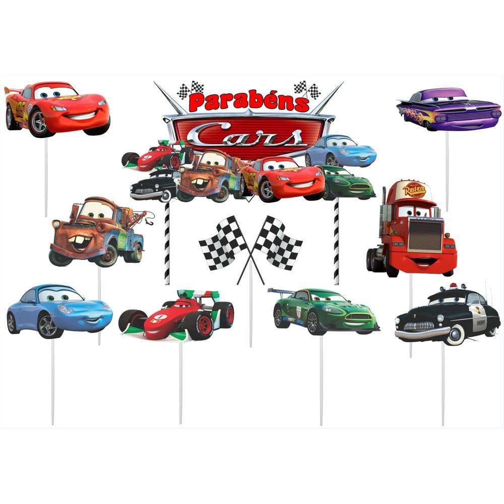 Topo - Topper - Decoração Bolo E V A - Festa Carros Mcqueen