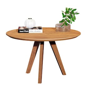 Mesa de Centro Dubai Redonda Para Sala Cor Canela