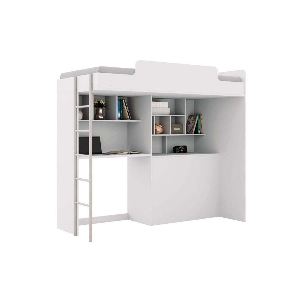Beliche Multifuncional Office New (cama+bancada+baú+nicho+prateleiras) Branco - Santos Andirá