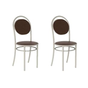 Kit 2 Cadeiras Sala Jantar 190 2 Un Prata - Assento Courano Cacau - Carraro