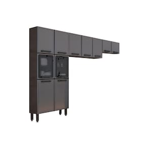 Cozinha Compacta Estilo 3 Peças (2 Armários + 1 Paneleiro) Cpt90 Cinza/grafite - Bertolini
