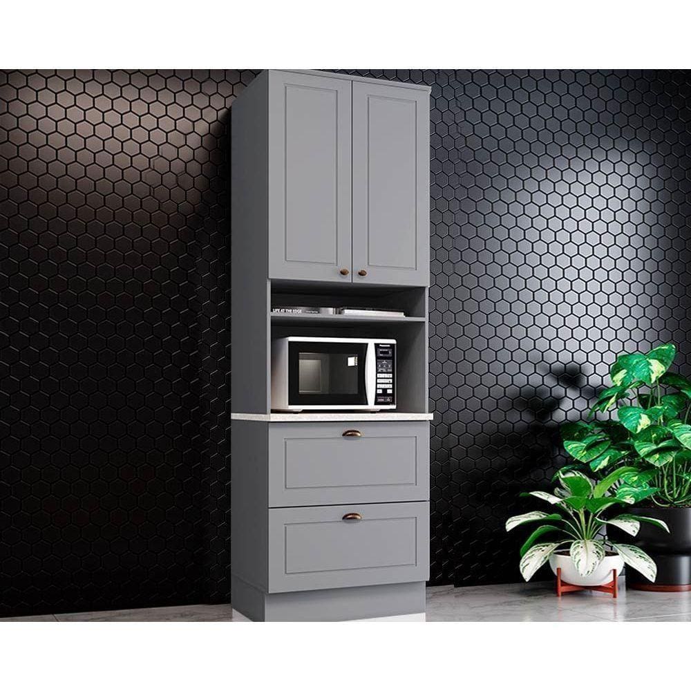 Módulo Cozinha Henn Americana Paneleiro 2 Portas E 2 Gavetas (1 Forno) 71.5cm Cinza