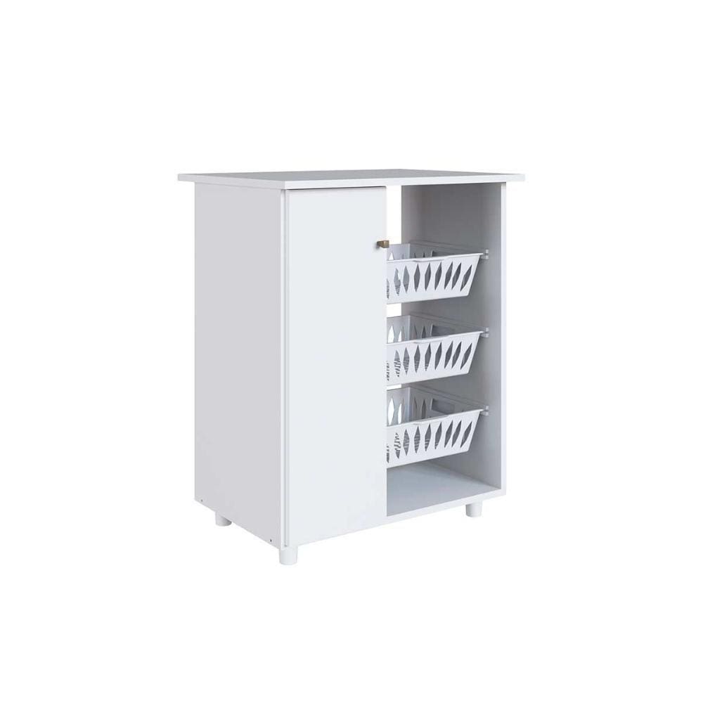 Balcão Fruteira Cozinha Luci C/ 1 Porta E 3 Cestos Branco - Genialflex