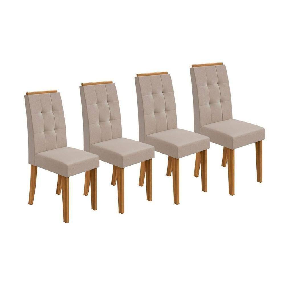 Kit 2 Cadeiras Celebrare 4 Un Rovere Amêndoa Veludo Naturale Creme