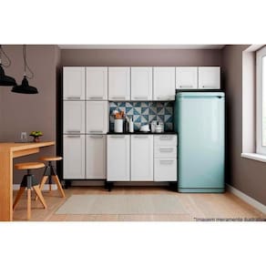 Cozinha Completa Múltipla 4 Peças (2 Armários + 1 Balcão + 1 Paneleiro) C4P87 Branco - Bertolini