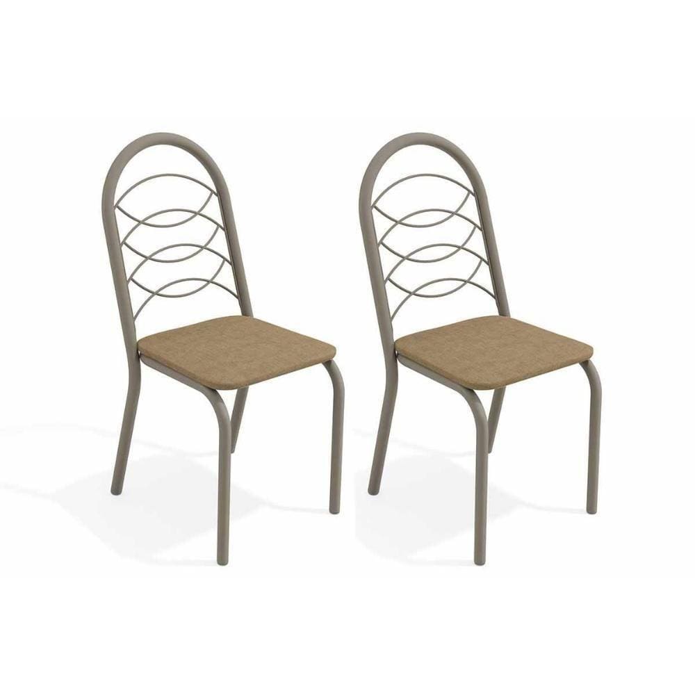 Kit 2 Cadeiras Holanda 2c009nk Níquel Linho Capuccino