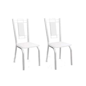 Kit 2 Cadeiras Florença 2c005 Cromado Courano Branco