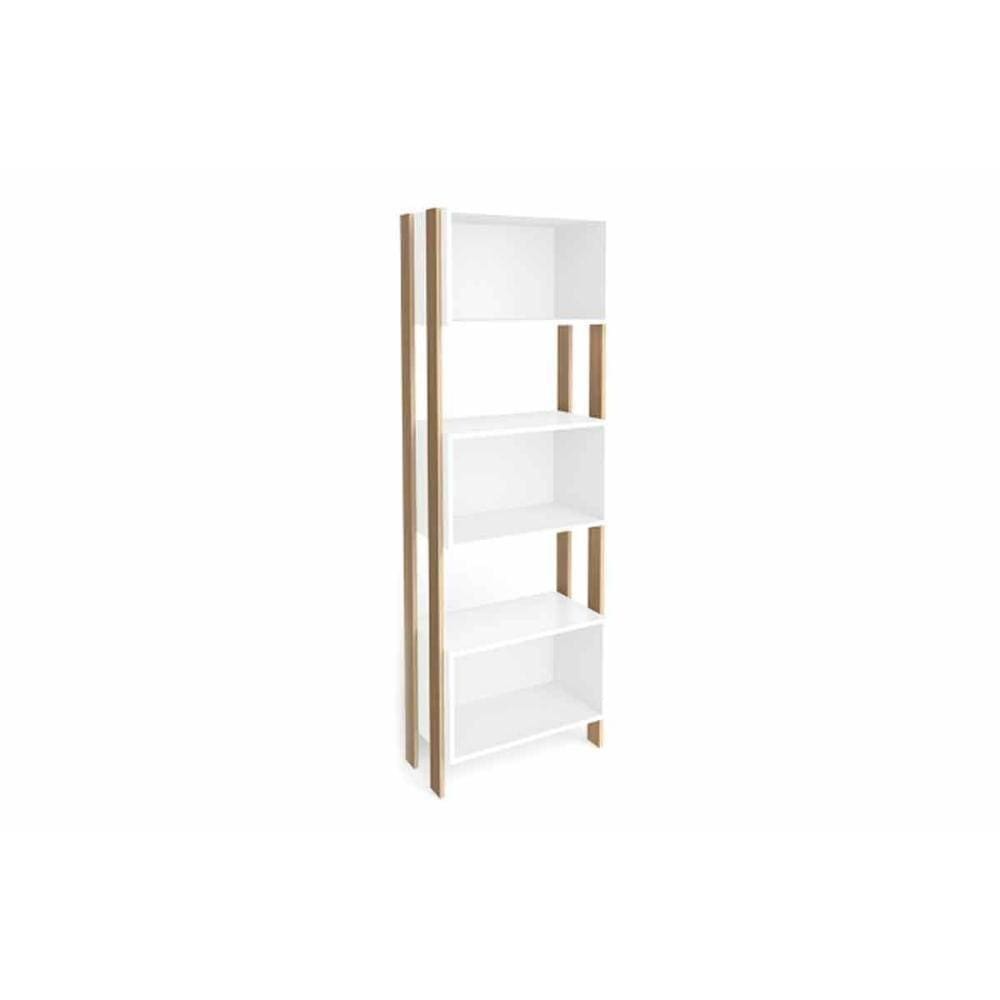 Estante Livreiro Solteiro Rt3093 C/ 3 Nichos Rustico/branco - Movelbento