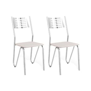 Kit 2 Cadeiras Nápoles 2c045 Cromado Courano Branco