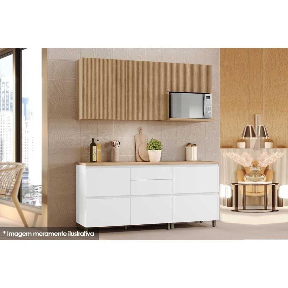 Armário De Cozinha Modulado Completa Rainha 4 Peças Branca/nature - Nesher