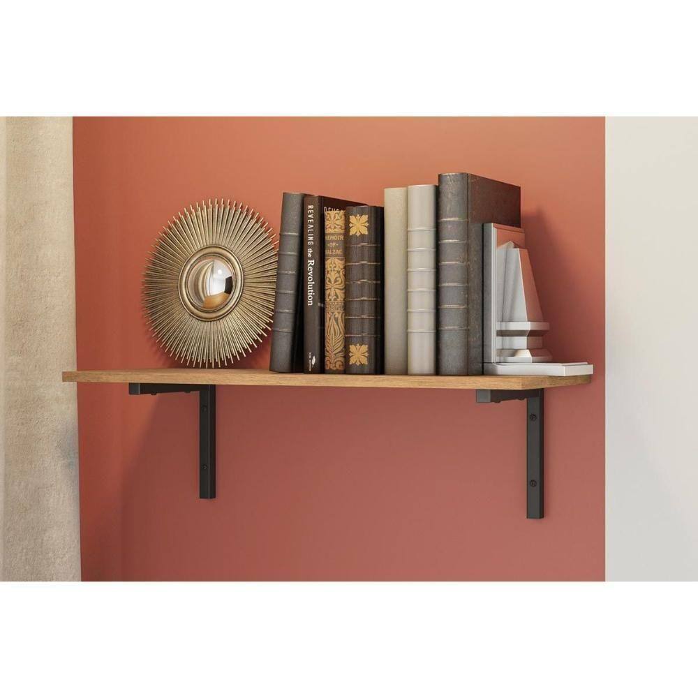 Prateleira Decorativa Sala Estar Industrial Li009 Freijo/preto - Kappesberg