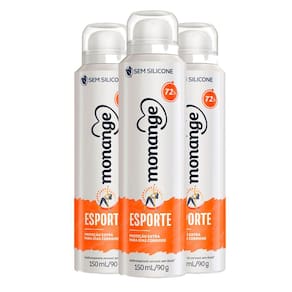Kit Desodorante Aerosol Monange Esporte 90G - 3 unidades