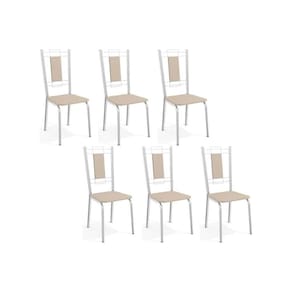Cadeiras De Cozinha Florença C005 Kit 6 Un Cromada - Assento Nude 16 - Kappesberg