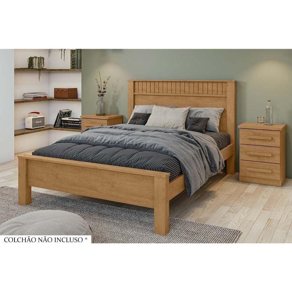 Cama De Casal Athenas Rovere/amêndoa - Lopas