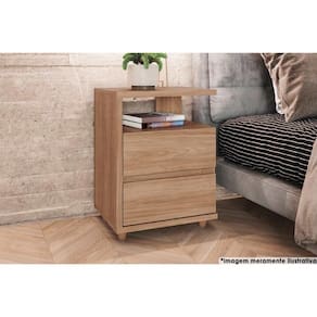 Mesa Cabeceira Casal Campeche C- 2 Gavetas Jequitibá Brilho - Henn