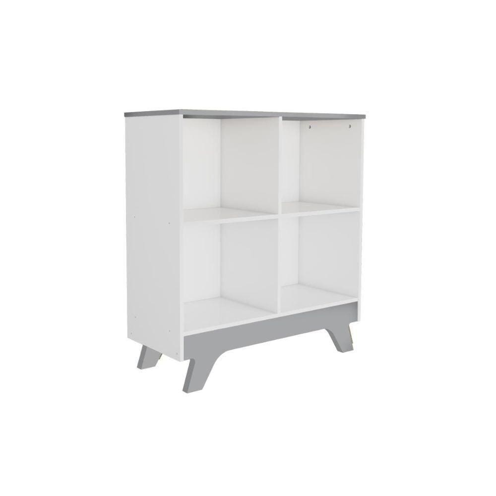 Estante Infantil Retrô 2869 C/4 Nichos Branco Brilho/cinza - Peroba