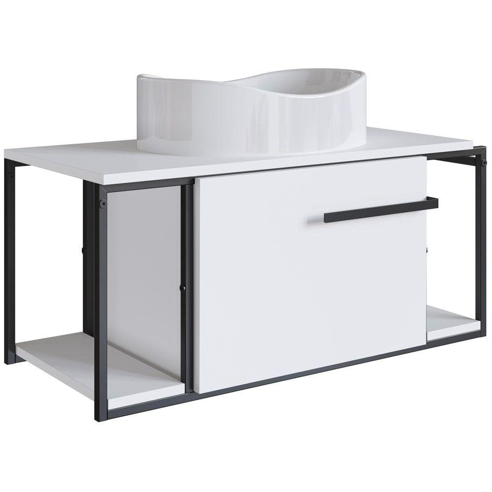 Gabinete Susp E Cuba Marmore Sintetico P1019X941012 Branco Branco PP