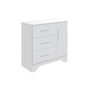 Cômoda De Quarto Popy Retrô C- 1 Porta Lisa 3 Gavetas Branco Brilho - Peroba