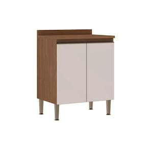 Gabinete De Cozinha Modulado Balcão Conecta P/ Cooktop 2 Portas Off White/ebano - Genialflex
