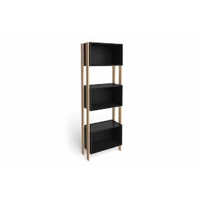 Estante Para Sala Rt3093 C/ 3 Nichos Rustico/preto - Movelbento