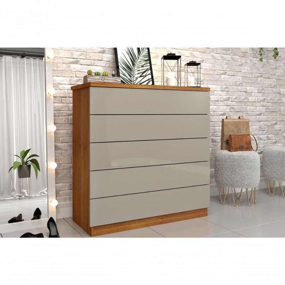 Cômoda Juvenil Premium C- 5 Gavetas Branco-neve - Tcil Móveis