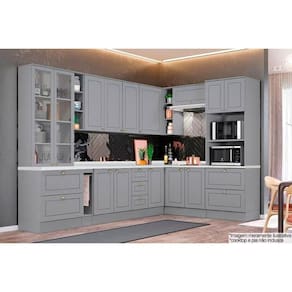 Cozinha Completa Americana ( Armários Balcões Paneleiro Complementos) CinzaHenn