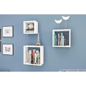 Cubos Decorativo Quarto Bebê Nicho Triplo Am 3078 Branco - Movelbento