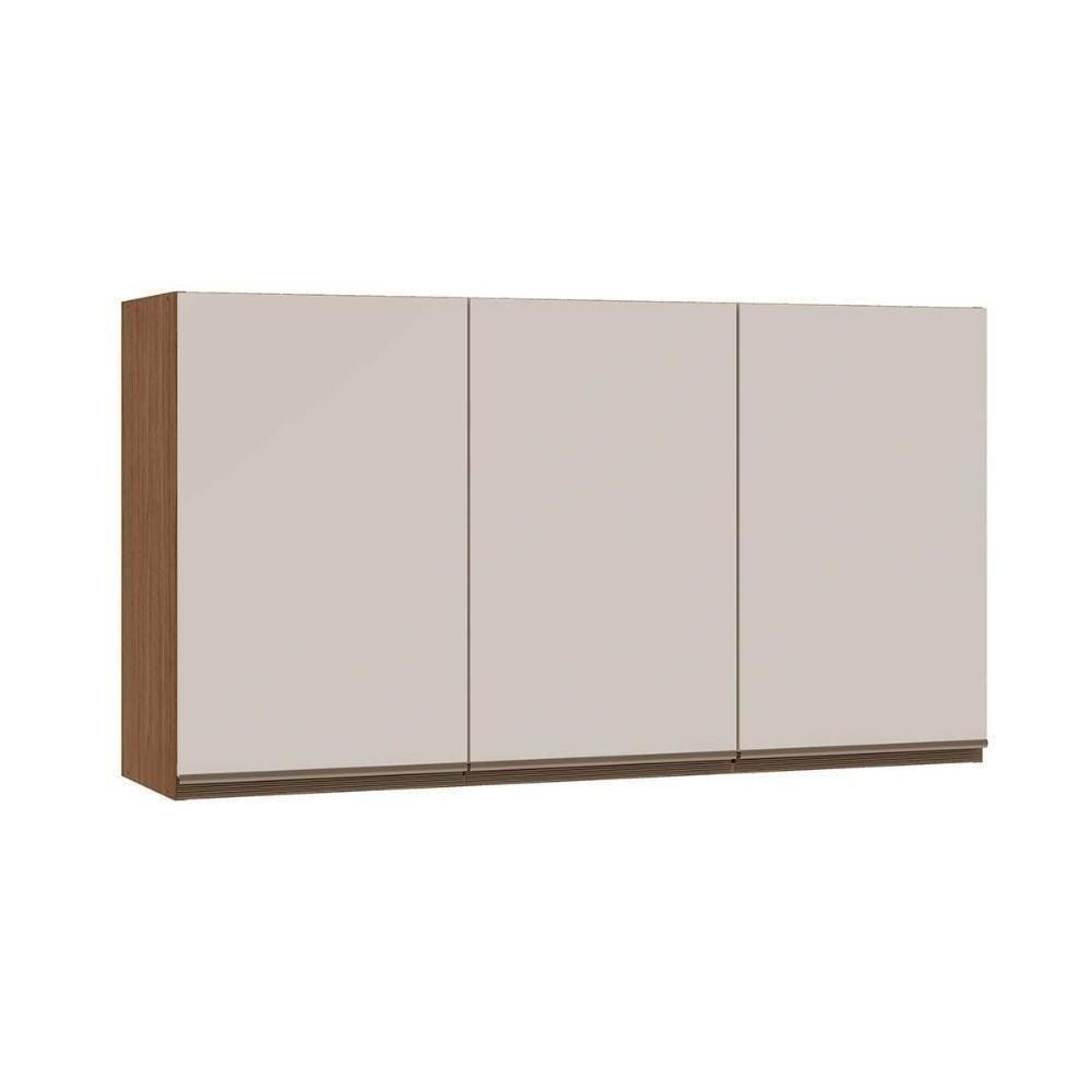 Armário Aéreo Cozinha Modulado Conecta C/ 3 Portas Off White/ebano - Genialflex