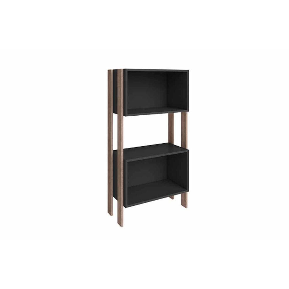 Estante Para Sala Rt3092 C/ 2 Nichos Rustico/preto - Movelbento
