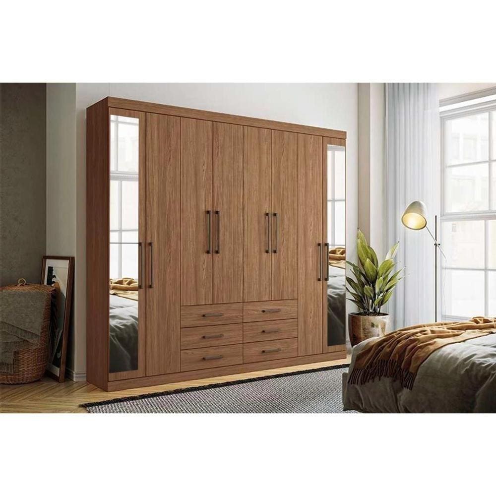 Guarda Roupa 8 Portas E 6 Gavetas C- Espelho Master 8.6 Jatoba - Santos Andirá
