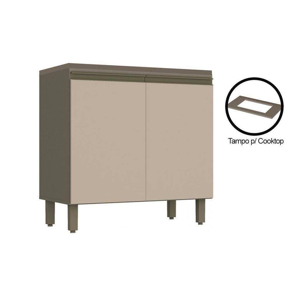 Módulo Cozinha Henn Connect Balcão 2 Portas C/tampo P/ Cooktop Duna/cristal