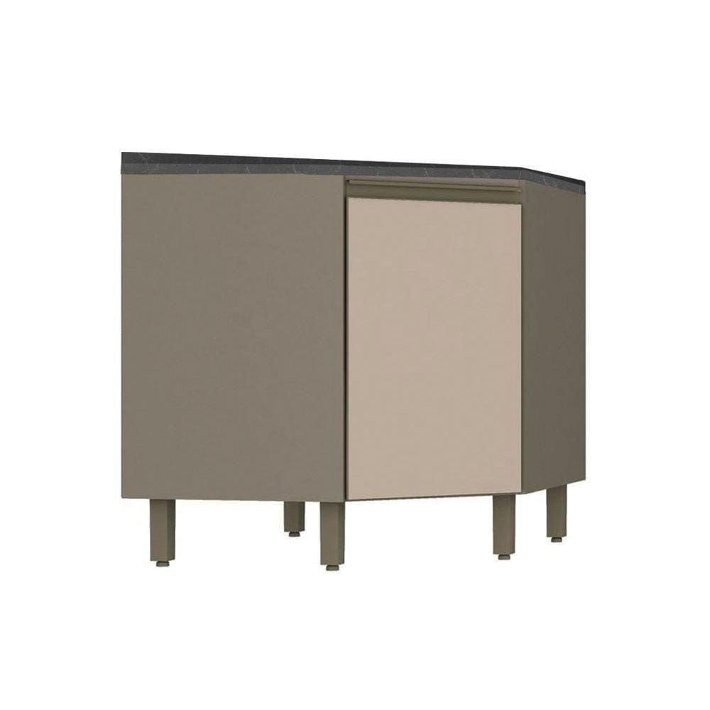 Módulo Cozinha Henn Connect Balcão Canto Oblíquo 1 Porta C/ Tampo Duna/cristal