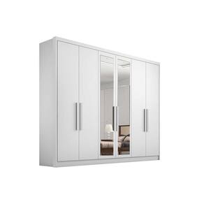 Guarda Roupa 6 Portas E 4 Gavetas C- Espelho Rizon Plus Branco - Novo Horizonte