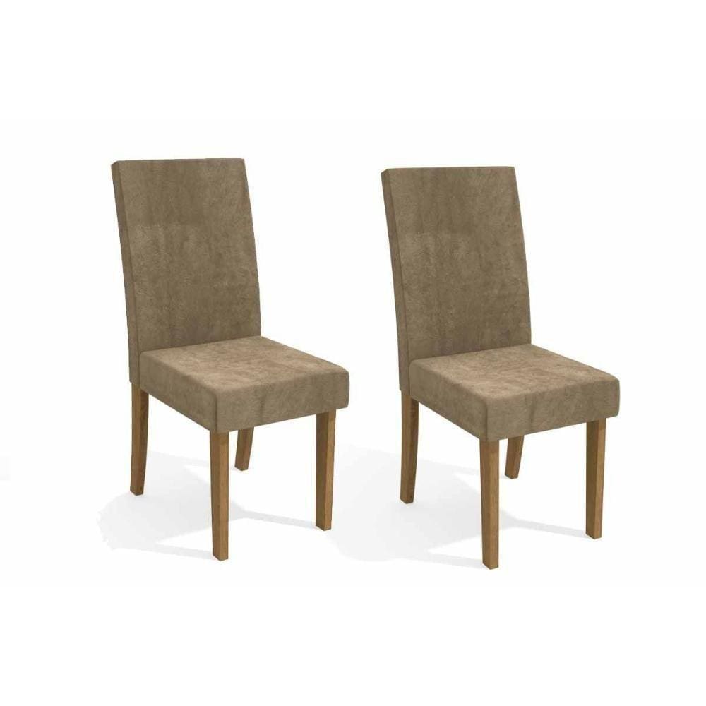 Kit 2 Cadeiras 2cad131 Freijó Suede Caramelo