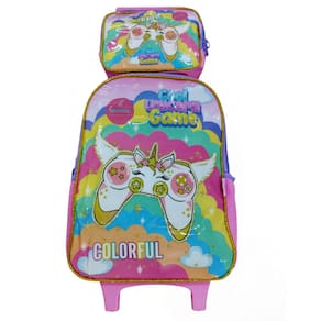 Kit Mochila Infantil Com Lancheira Unicórnio Rosa  - Luxcel