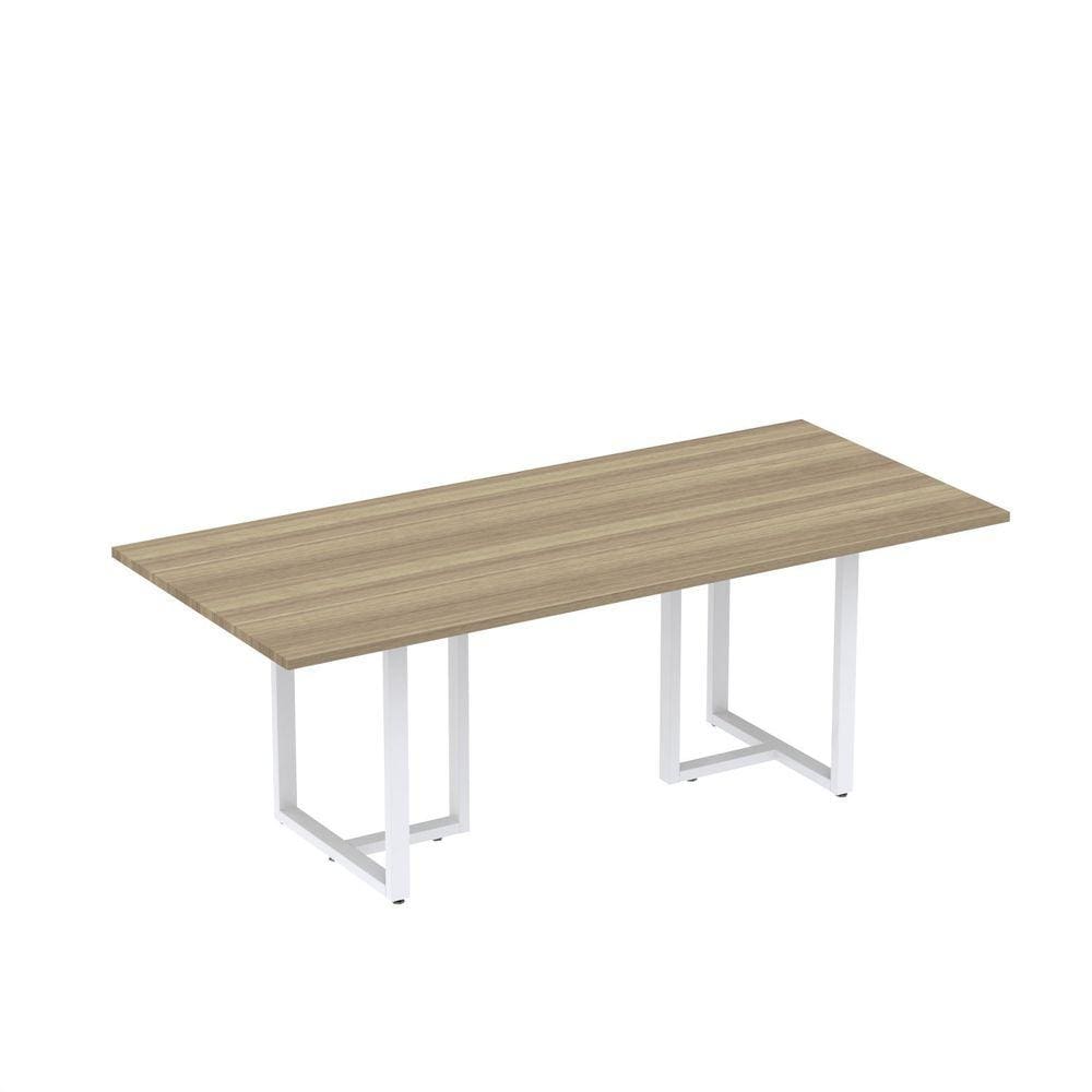 Mesa de Reunião Retangular 200x90cm MR2000P25TUB Noce Marromlle/Branco