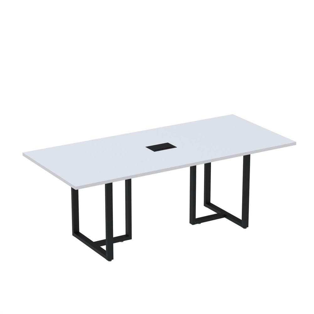 Mesa de Reunião Retangular com Power Box 200x90cm MR2000P25TUB Cinza/Preto