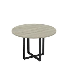 Mesa de Reunião Redonda 100cm MRR1100P25TUB Nogueira Casablanca/Preto