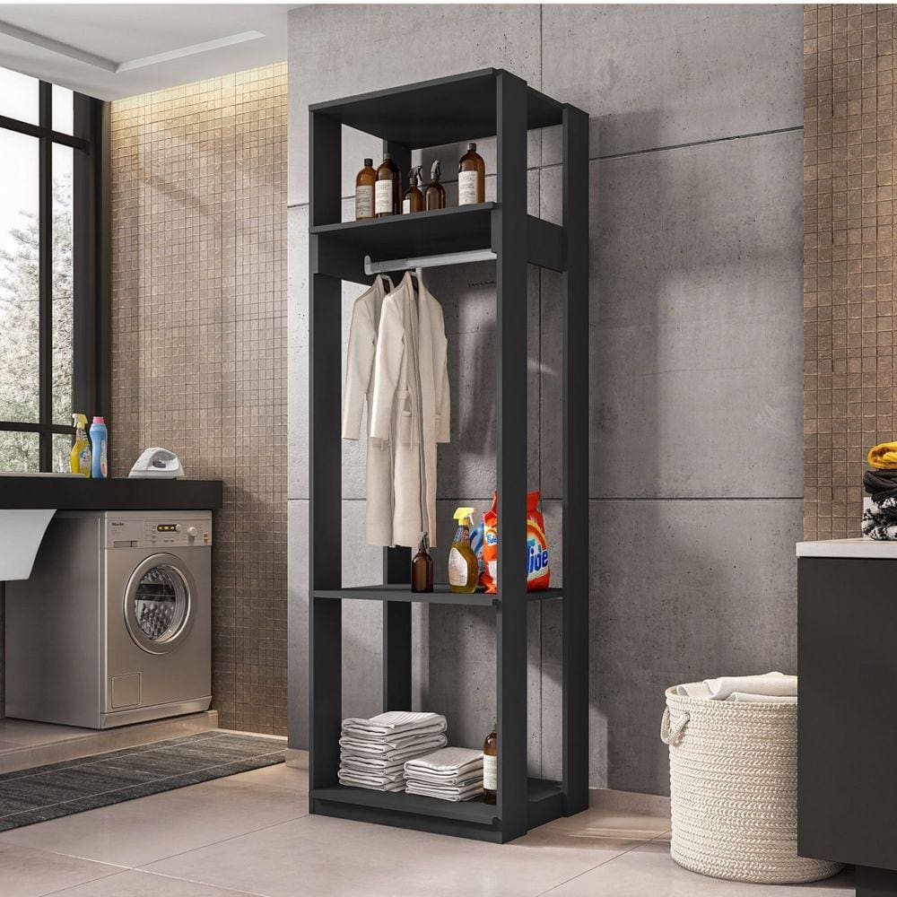 Módulo para Closet 1 Cabideiro 3 Prateleiras Titan Espresso Móveis Preto